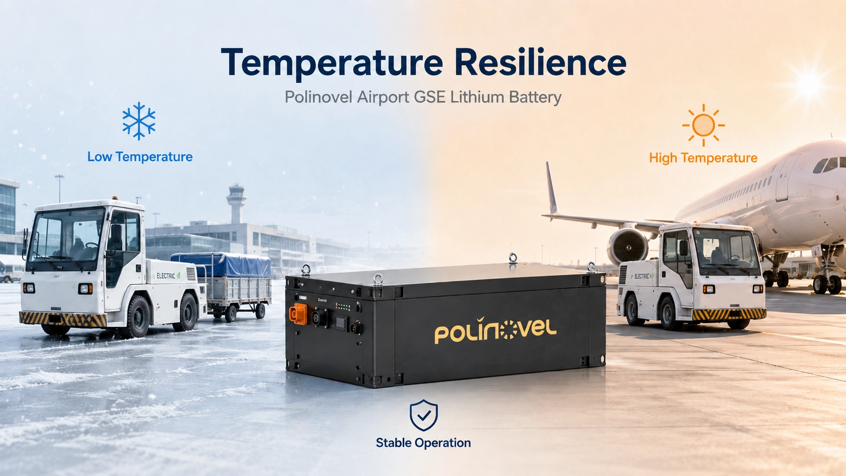 Temperature resilience for Polinovel Airport GSE lithium battery Temperature resilience for Polinovel Airport GSE lithium battery